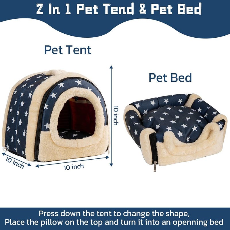Pet Soft Guinea Pig & Rabbit Cozy Hideout House - Small Animal Bed for Guinea Pigs, Rabbits, Hamsters, Rats & Chinchillas Cave Bed (Stars) - Image 3